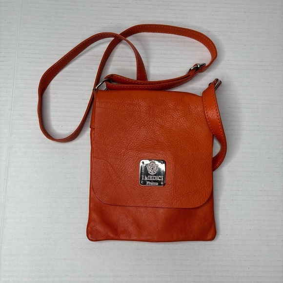 I MEDICI Orange Leather Crossbody Bag - Picture 1 of 8